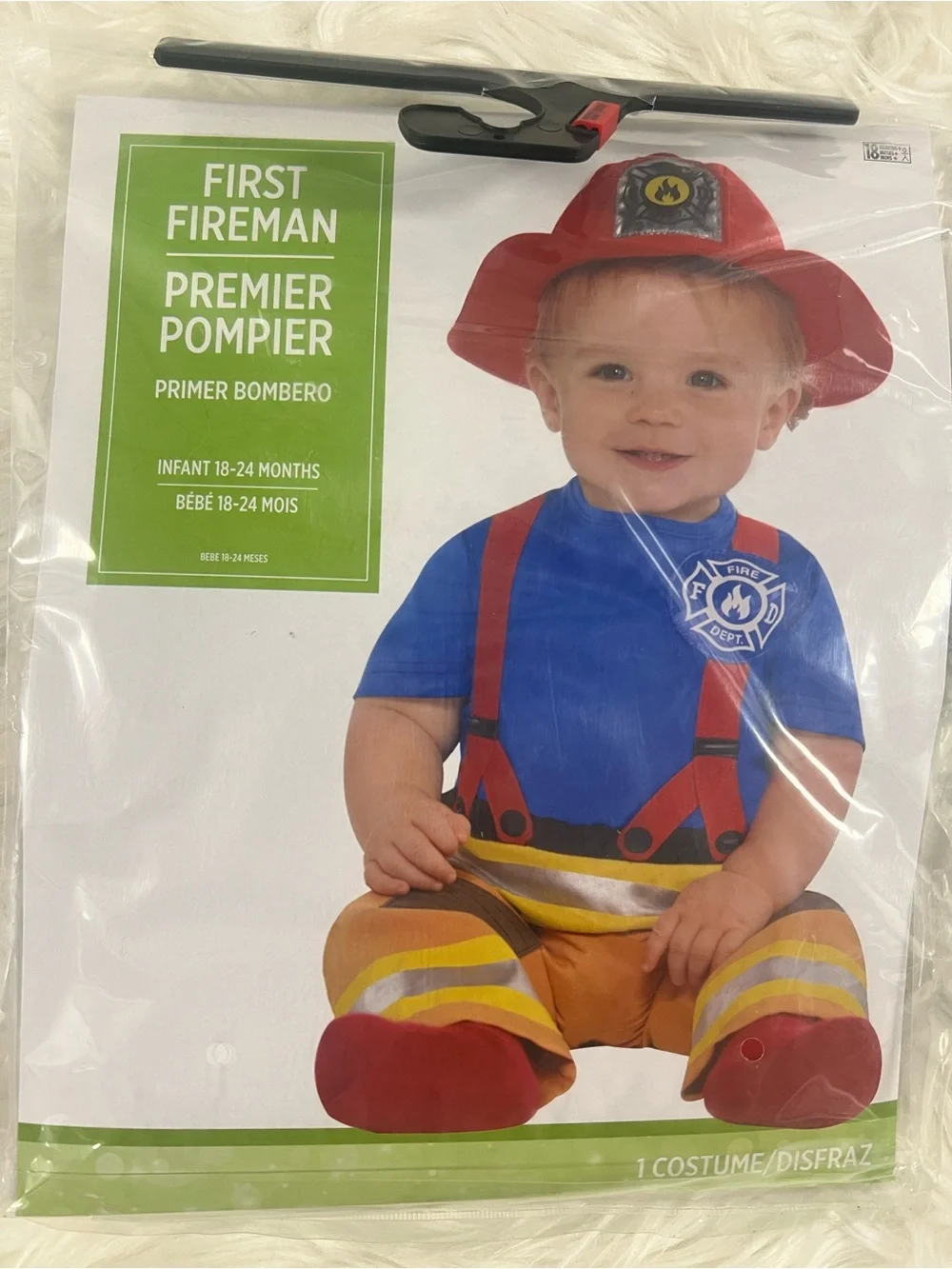 Infant Firefighter Halloween Costume - Blue Red hat Kids NEW 18-24 months